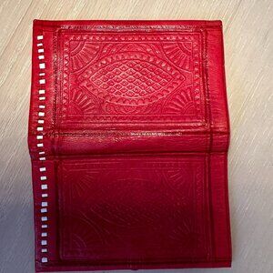 Embossed Red Leather Wallet Boho Good Luck Accessory